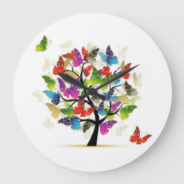 Ronde wandklok met vlinders!
