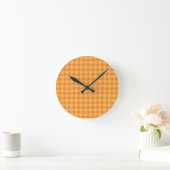 Ronde wandklok, Oranje dogstooth check Klok (Huis)