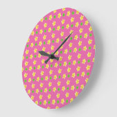 Ronde wandklok: Primroses op Deep Pink, Polkas Grote Klok (Hoek)
