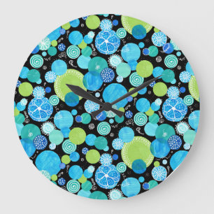 Ronde wandklok, Quirky Blue Moons Pattern Grote Klok