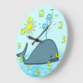 Ronde-wandklok rond Kind van de Cute Whale Grote Klok (Hoek)