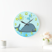 Ronde-wandklok rond Kind van de Cute Whale Grote Klok (Huis)