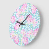 Ronde wandklok, roze rozen, witte vlinders grote klok (Hoek)