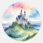 Ronde Waterverf Castle Sticker (Voorkant)