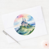 Ronde Waterverf Castle Sticker (Envelop)