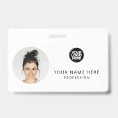 Ronde werknemersfoto, QR-code, Logo, naam Badge (Voorzijde)