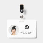 Ronde werknemersfoto, QR-code, Logo, naam Badge (Voorzijde met clip)