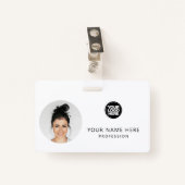 Ronde werknemersfoto, QR-code, Logo, naam Badge (Voorkant met clip)