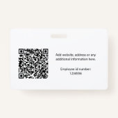 Ronde werknemersfoto, QR-code, Logo, naam Badge (Achterkant)