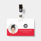 Ronde werknemersfoto, QR-code, Logo, naam Badge (Voorzijde met clip)