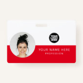 Ronde werknemersfoto, QR-code, Logo, naam Badge (Voorkant)