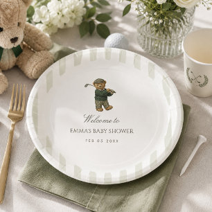 Ronde wervelende Beer Golf Baby Shower Nieuw in de Papieren Bordje
