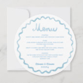 Ronde Whimsical Blue Wavy Lijst Wedding Menu (Voorkant)
