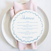 Ronde Whimsical Blue Wavy Lijst Wedding Menu