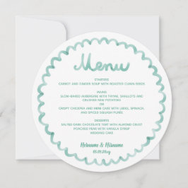 Ronde Whimsical Mintgroene Frame Huwelijksmenu Feestdagenkaart