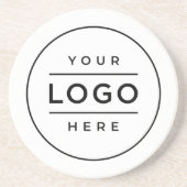 Ronde White Custom Business Logo Branded Zandsteen Onderzetter (Voorkant)