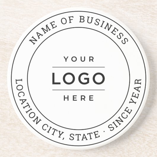 Ronde White Custom Business Logo Branded Zandsteen Onderzetter (Voorkant)