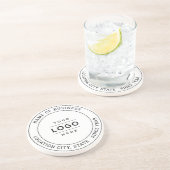 Ronde White Custom Business Logo Branded Zandsteen Onderzetter (Zijkant)