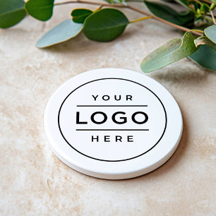 Ronde White Custom Business Logo Branded Zandsteen Onderzetter