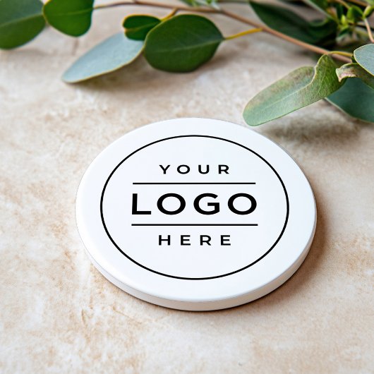 Ronde White Custom Business Logo Branded Zandsteen Onderzetter