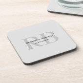 Ronde White Grey Monogram Manager Bier Onderzetter (Linkerzijde)