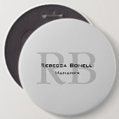 Ronde White Grey Monogram Manager Button 6,0 Cm (Voorkant /achterkant)
