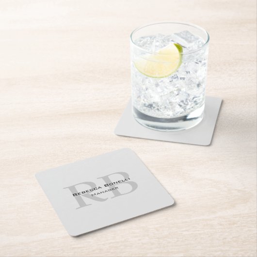 Ronde White Grey Monogram Manager Kartonnen Onderzetters (Insitu)