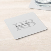 Ronde White Grey Monogram Manager Kartonnen Onderzetters (Schuin)