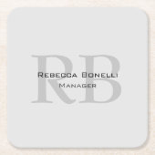 Ronde White Grey Monogram Manager Kartonnen Onderzetters (Voorkant)