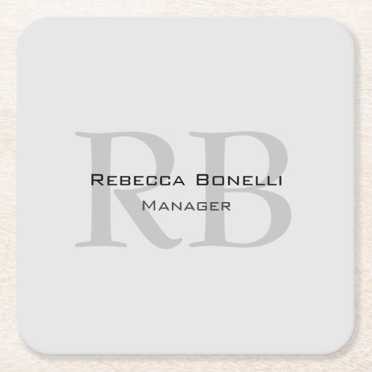 Ronde White Grey Monogram Manager Kartonnen Onderzetters (Voorkant)