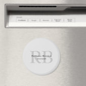 Ronde White Grey Monogram Manager Magneet (Insitu (Vaatwasser))