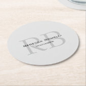 Ronde White Grey Monogram Manager Ronde Kartonnen Onderzetter (Gebogen)