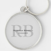 Ronde White Grey Monogram Manager Sleutelhanger (Voorkant)