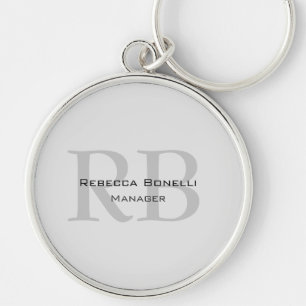 Ronde White Grey Monogram Manager Sleutelhanger