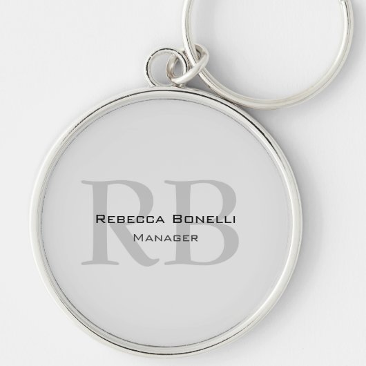 Ronde White Grey Monogram Manager Sleutelhanger (Voorkant)