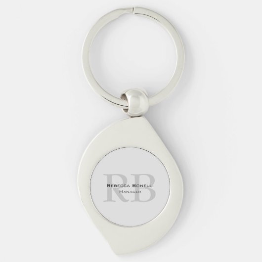 Ronde White Grey Monogram Manager Sleutelhanger (Voorkant)