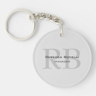 Ronde White Grey Monogram Manager Sleutelhanger