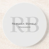 Ronde White Grey Monogram Manager Zandsteen Onderzetter (Voorkant)