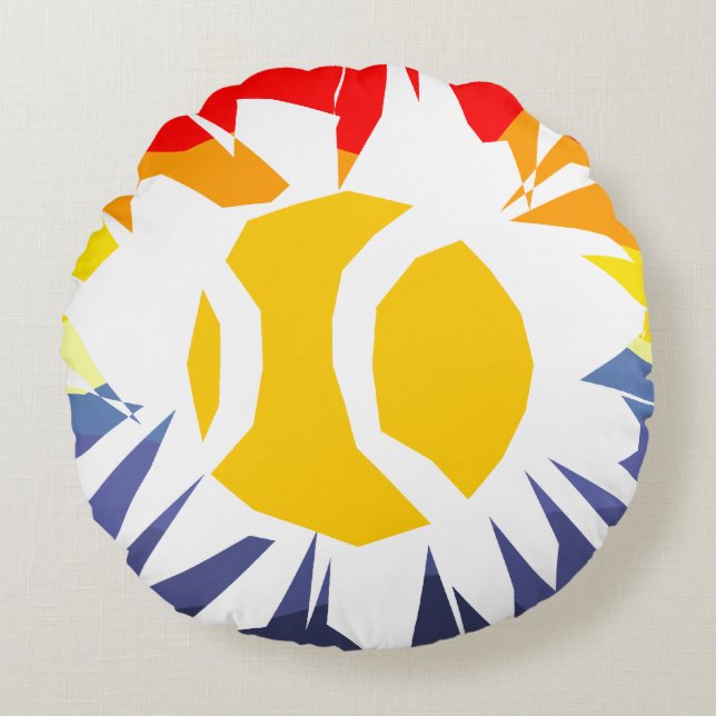 Ronde worp kussen met gekleurde tennisbal ontwerp (Voorkant)