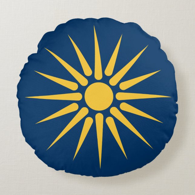 Ronde Worpillow met vlag van Macedonië, Griekenlan Rond Kussen (Voorkant)