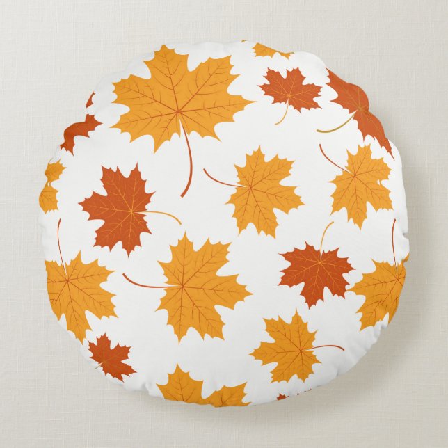 Ronde Worpkussen-Herfstbladeren Rond Kussen (Voorkant)