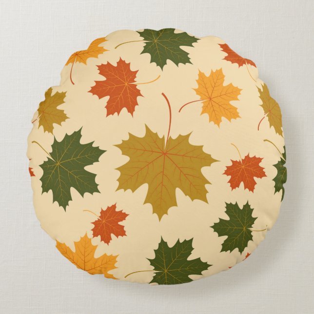 Ronde Worpkussen-Herfstbladeren Rond Kussen (Voorkant)