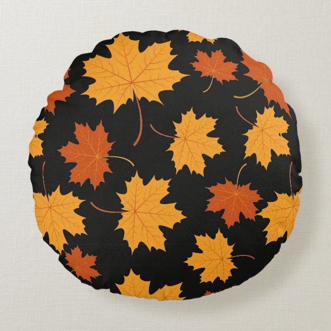 Ronde Worpkussen-Herfstbladeren Rond Kussen (Voorkant)