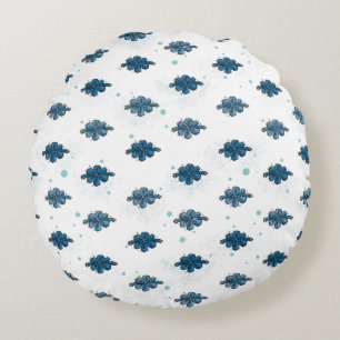 Ronde Worpkussen met Marineblauw Strikpatroon Rond Kussen