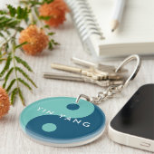 Ronde Yin Yang logo aangepaste foto sleutelhangers (Voorkant Rechts)