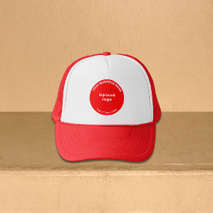 Ronde Zakelijke Merk op Rode en Witte Trucker Hat Pet