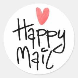 Ronde zakelijke stickers, happy mail met hart sticker