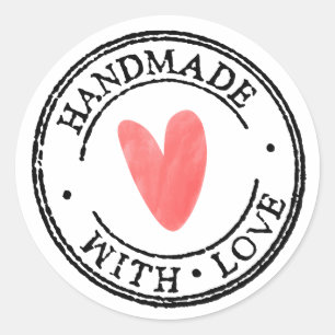 Ronde zakelijke stickers met handgemaakte liefdest