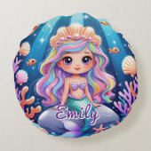 Ronde Zeemeermin Kussen – Bewerkbare naam (Achterkant)