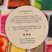 Ronde zeepstang Ingrediënten Productlabel Sticker